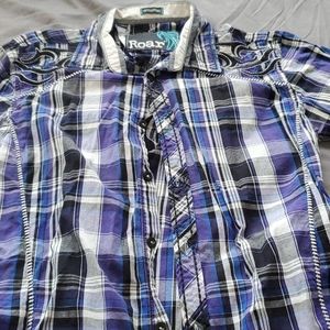 Short sleeve plad button up